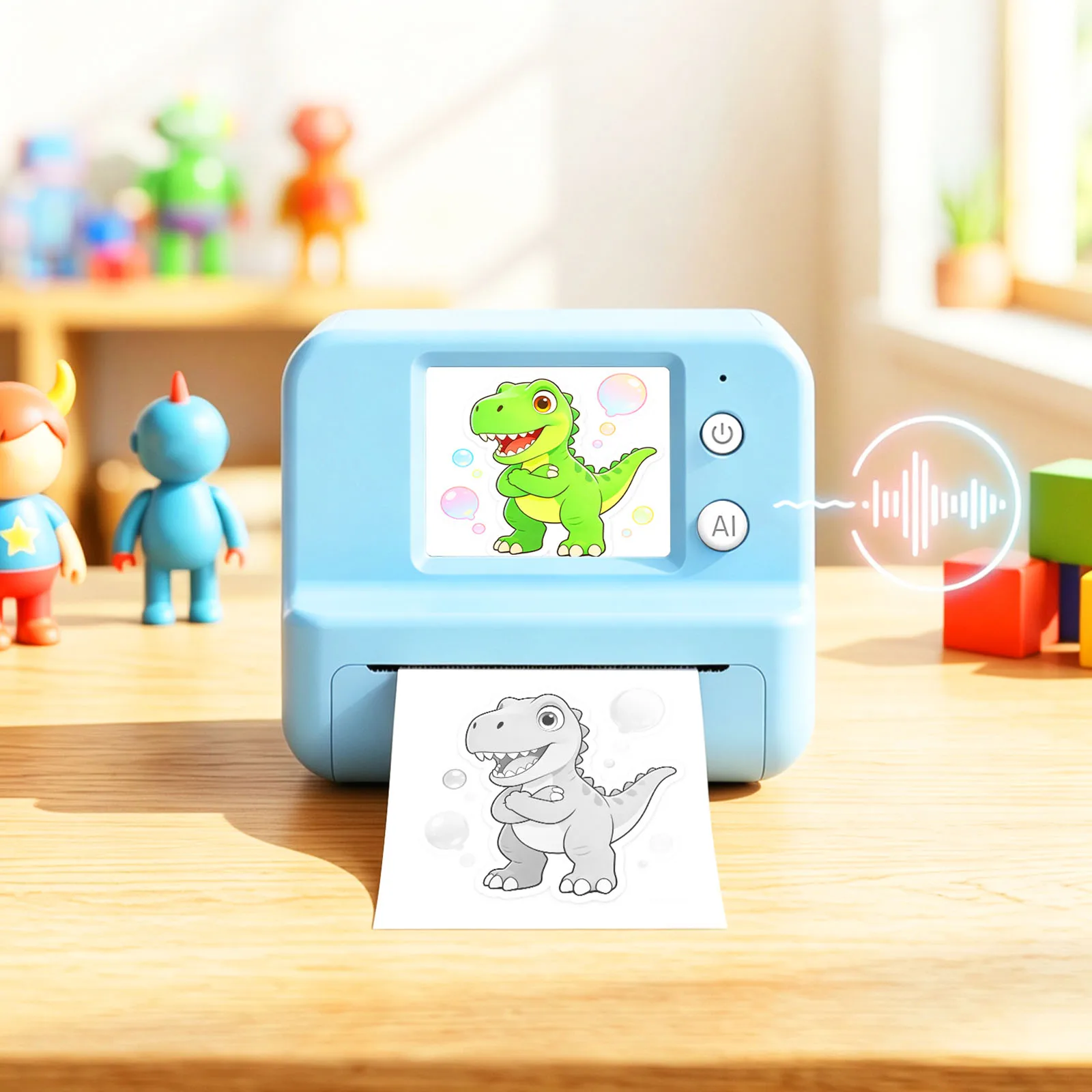AI Voice Mini Thermal Printer with Display AI Control Auto Image Generation & Printing for Home Office Study DIY Projects