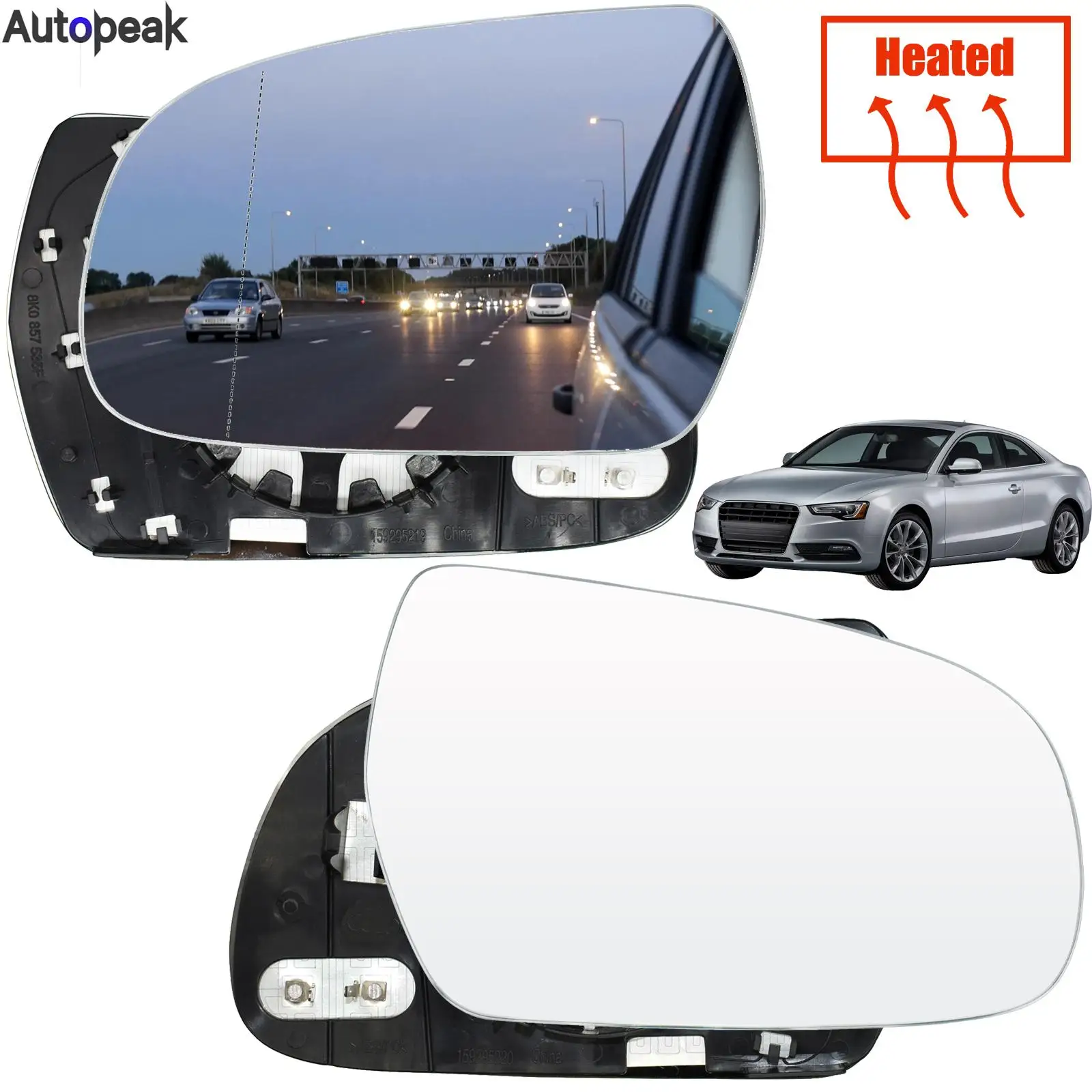 Для Audi A3 A4 S4 A5 S5 Quattro 2010-17 левое и правое зеркало со стороны водителя и пассажира, стекло с подогревом, внешнее асферическое авто