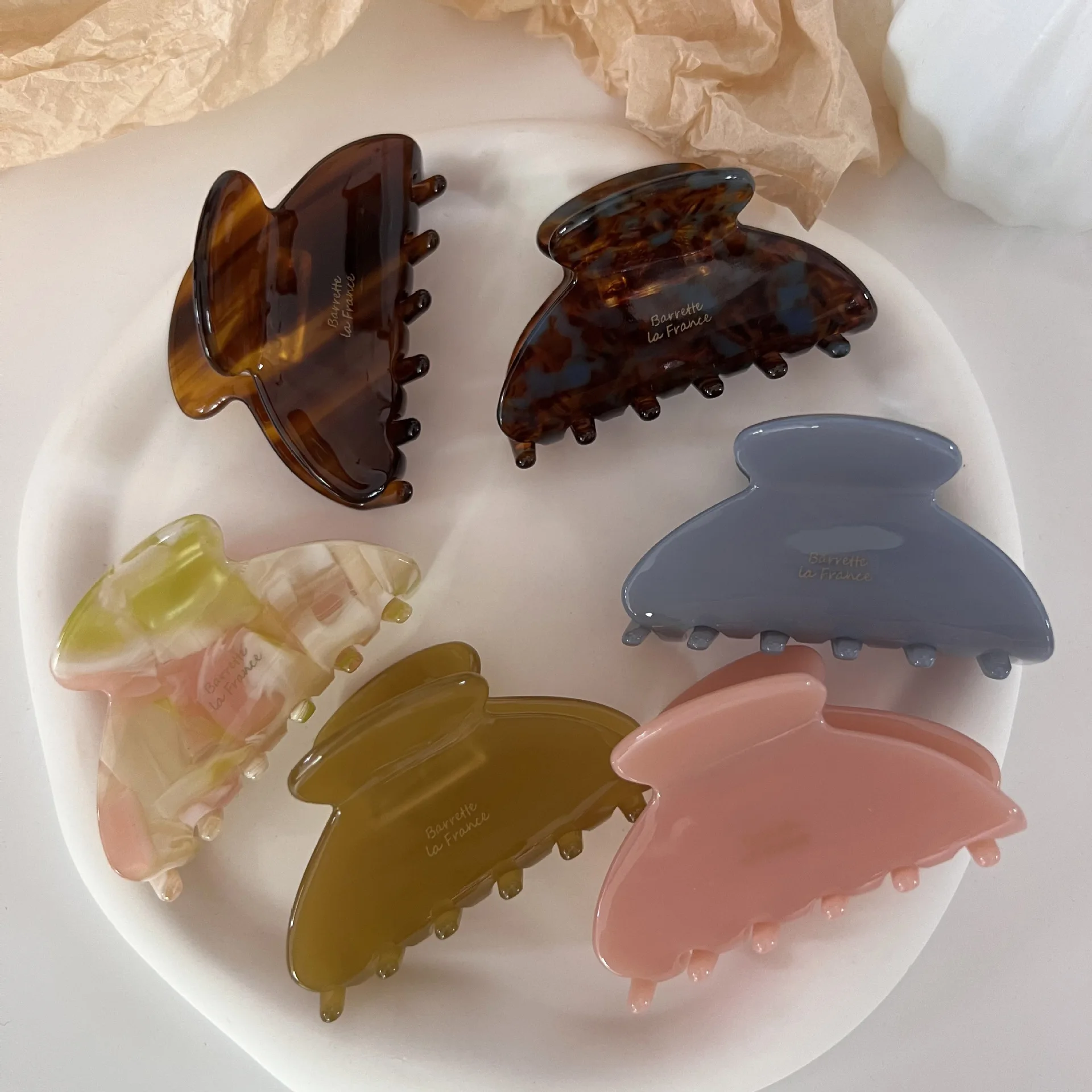 Klip Cakar Rambut Asetat Klem Rambut Kepiting Sedang Jepit Rambut Ekor Kuda Akrilik Wanita Anak Perempuan Aksesori Rambut Mode