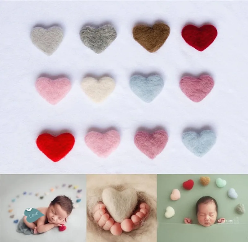 

5pcs/set Newborn Photography Props Heart Wool DIY Photography Props Accessories Photography Baby Studio Felt Love Heart