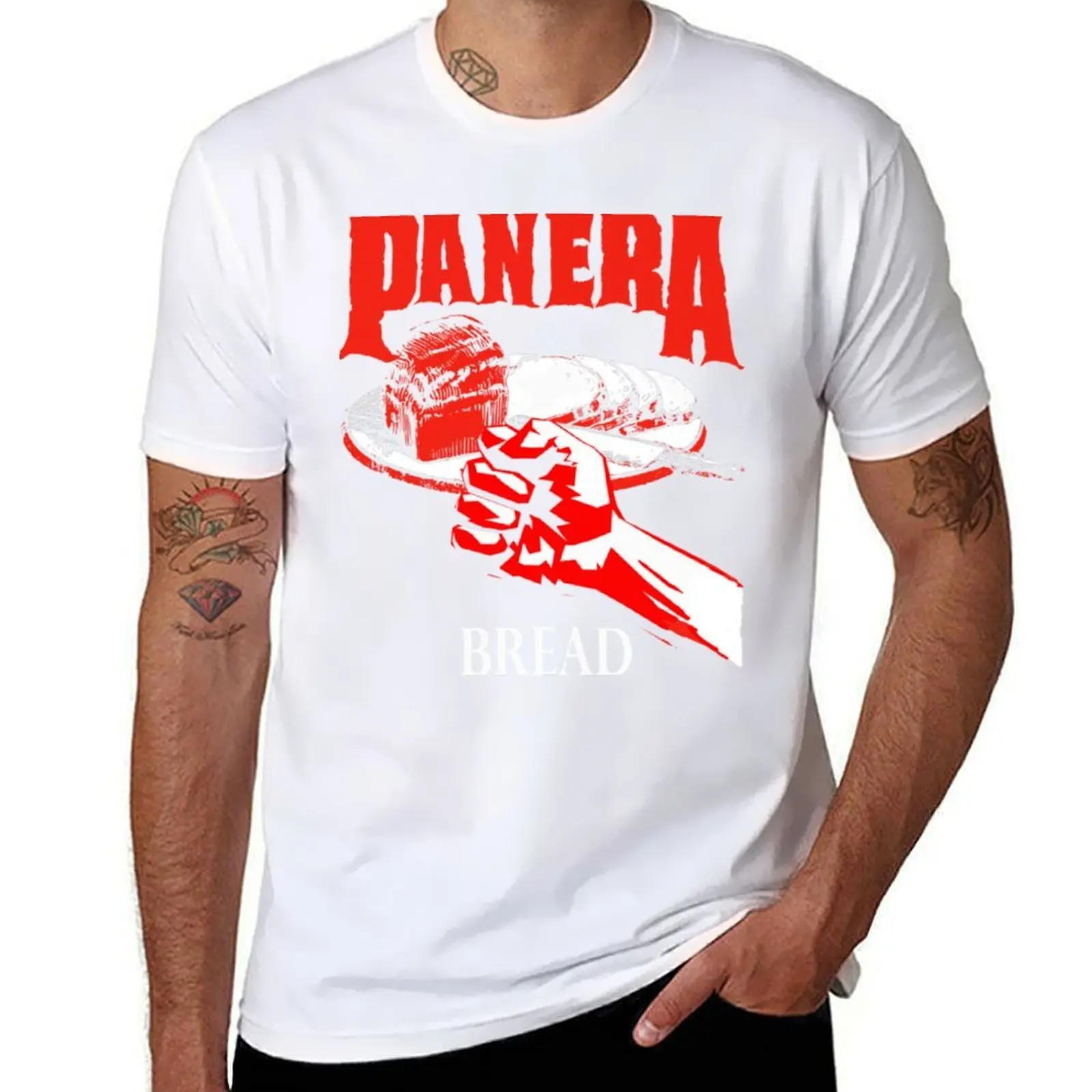 

PANERA - Vulgar Display Of Bread Band Tee Parody Heavy Metal Hell Fire Funny Music Off Brand Knock O T-Shirt