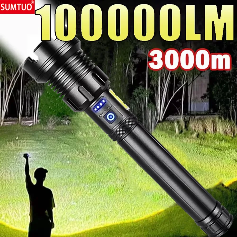 

2025 Most Powerful Flashlight Super Bright Rechargeable Led Torch 6000000LM Long RangeTactical Flashlights Zoom Camping Lantren