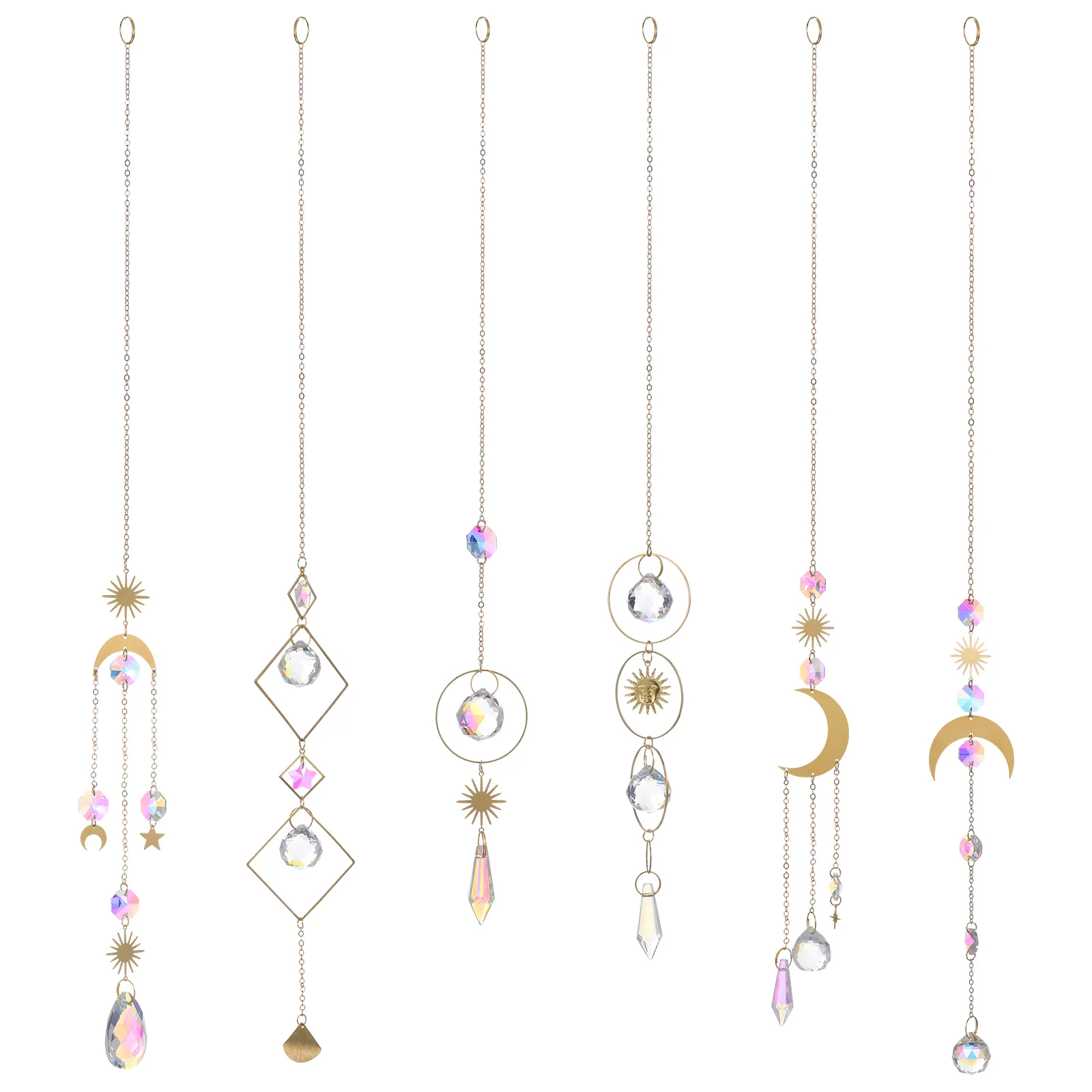 

6 Pcs Window Crystal Catcher Charm Prisma Chandelier Crystals Garden Suncatcher Decor Pendants White Alloy Hanging
