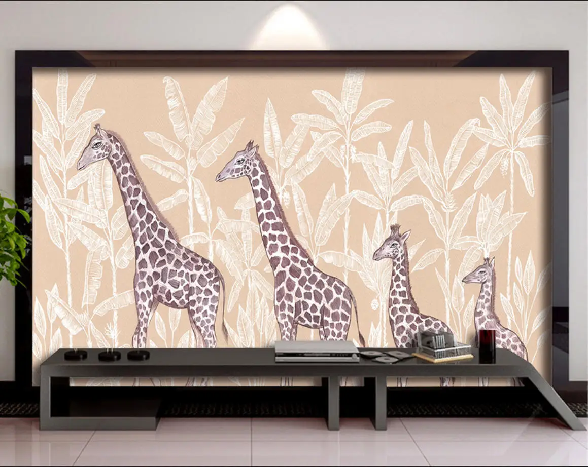 custom large wallpaper mural hand-painted Nordic forest small animal kindergarten jungle sticker background wall 3d wallpaper