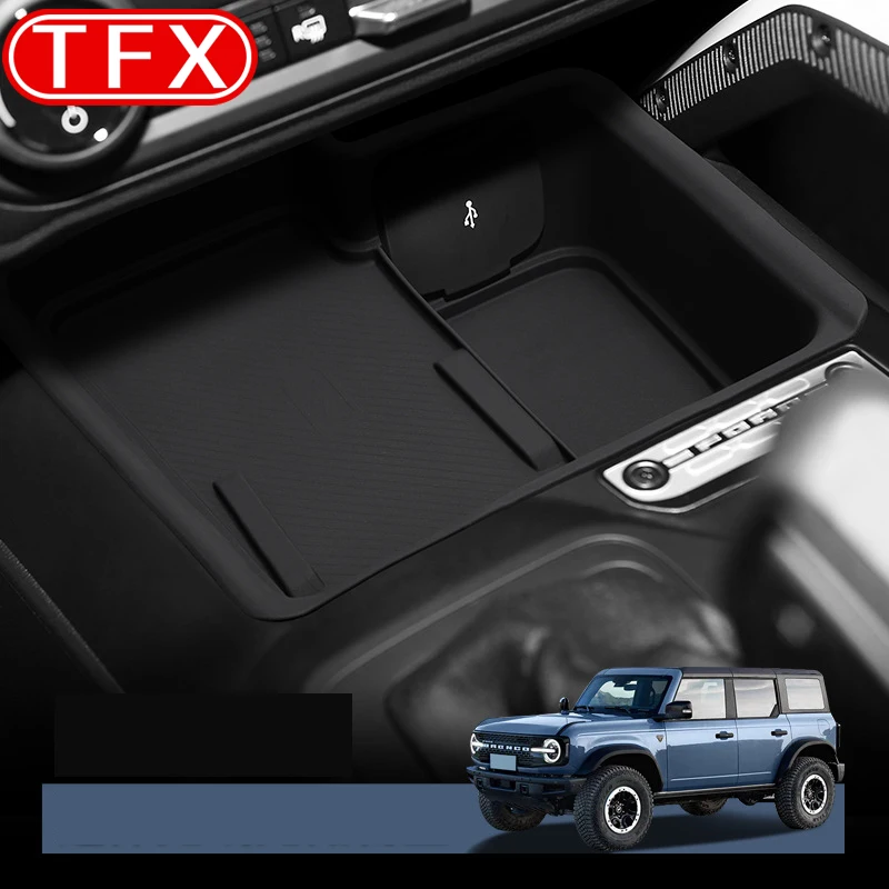 

For Ford Wranglers 2024 Car Central Control Wireless Charging Silicone Pad Central Storage Dustproof Mat Auto Acccessories