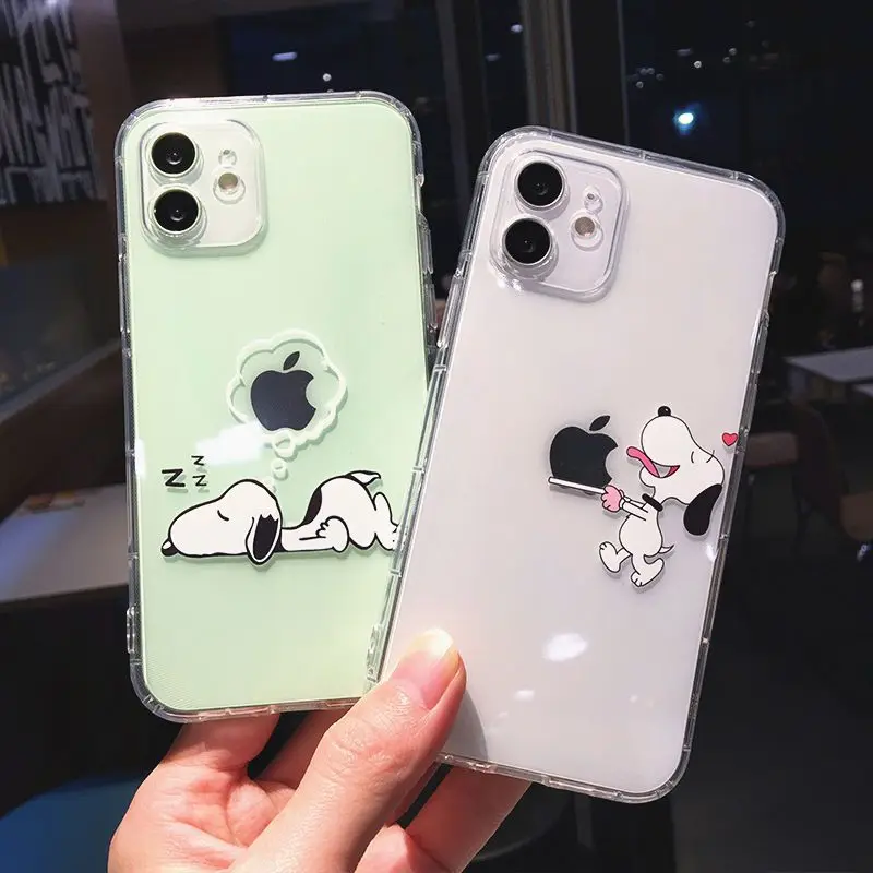 Snoopy Cute Cartoon Transparent Phone Case For iPhone 15 14 13 12 11 Pro Max Xr Xs Max 14 Plus 8 Plus Case Cute Soft Cover Y2k