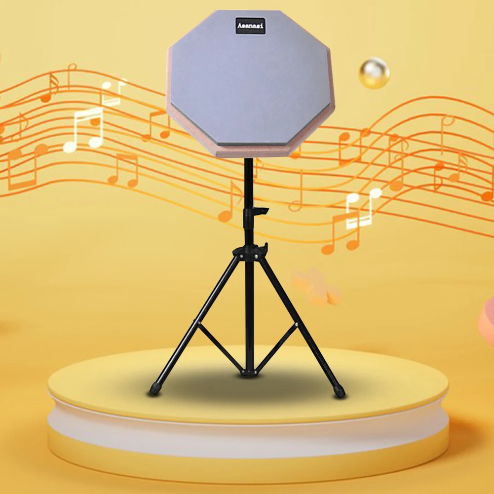 

8 Inch Rubber Wooden Silent Practice Drum Pad with Adjustable Stand Practice Training Drum Pad Shock‑Absorbent for Beginners