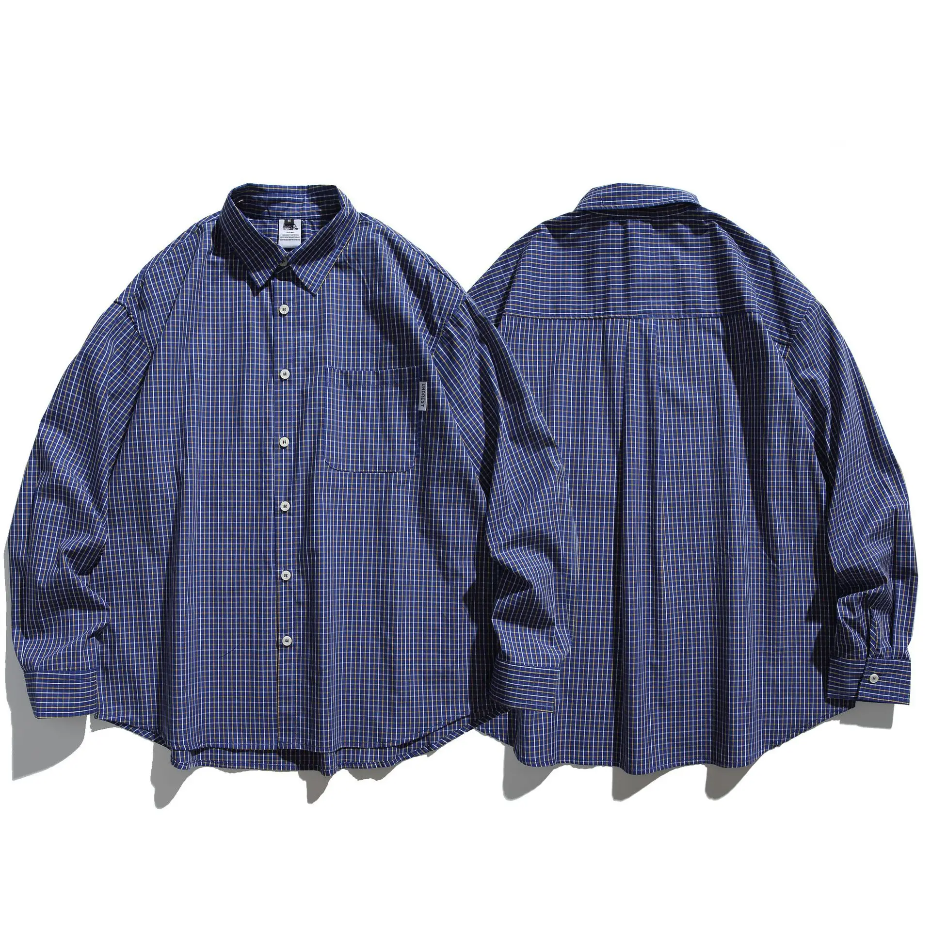 

y Sle Long Sve irt Casual Loose Fit Men's Women's Plaid irt Youth Leisure Workwear Trendy Brand Chinese Cotton