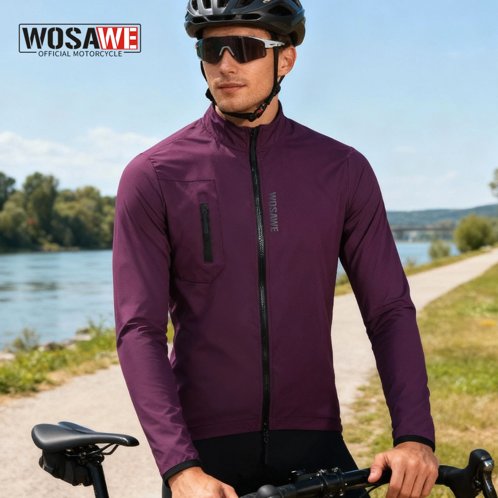 

WOSAWE Cycling Jacket Waterproof Windbreaker Cycling Clothing Road Bike Jacket Sport Bicycle Coat