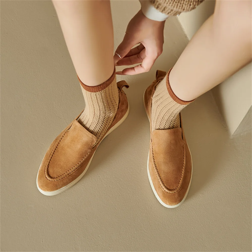 FEDONAS New Women Flats Platforms Suede Leather Shoes Round Toe Fashion Elegant Office Shoes Woman Autumn Casual loafers Shoes