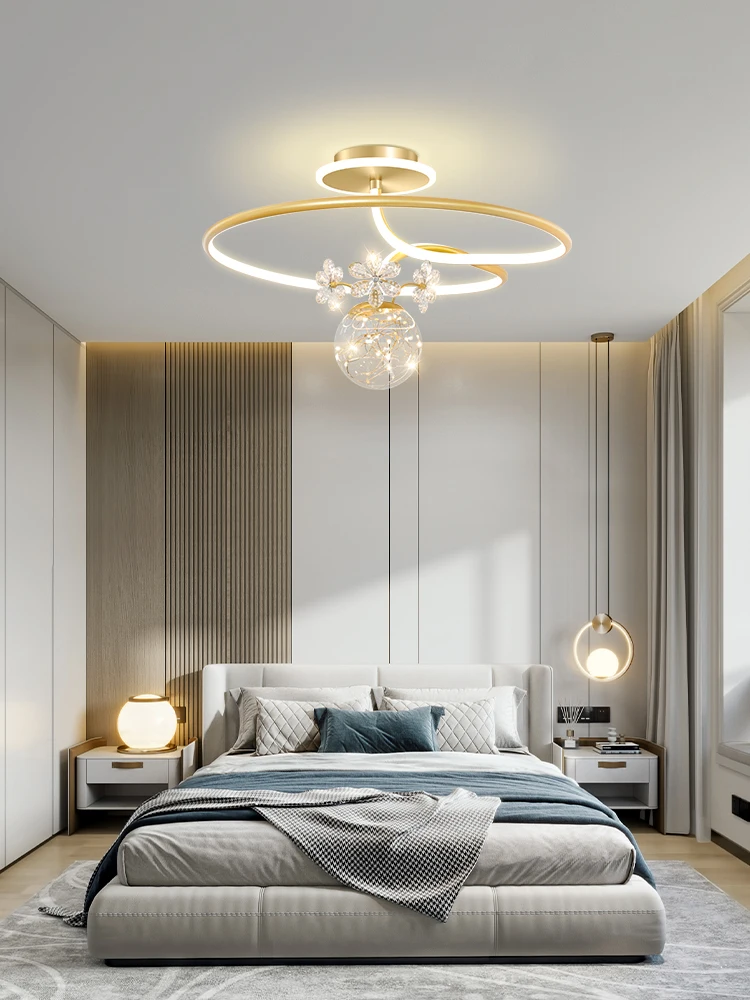 

Bedroom Ceiling Lamp Nordic Creative Gypsy Warm Crystal Flower Led Lamp Simple Modern Led Lights Ceiling Light Lights for Room