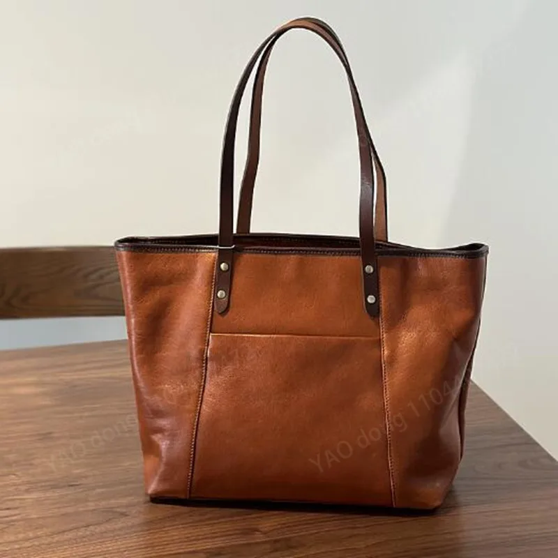 Yao Dong bolso de compras capa de cabeza de piel de vaca 2024 Otoño/Invierno bolso de cuero para mujer bolso de hombro de piel de vaca con pasta de árbol para ir al trabajo