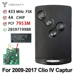 YOCASTY 285971998R 433MHZ OEM PCF7953M Keyless Smart Card Key For Renault Clio IV Captur 2009 2010 2011 2012 2013 2014 2015 2017