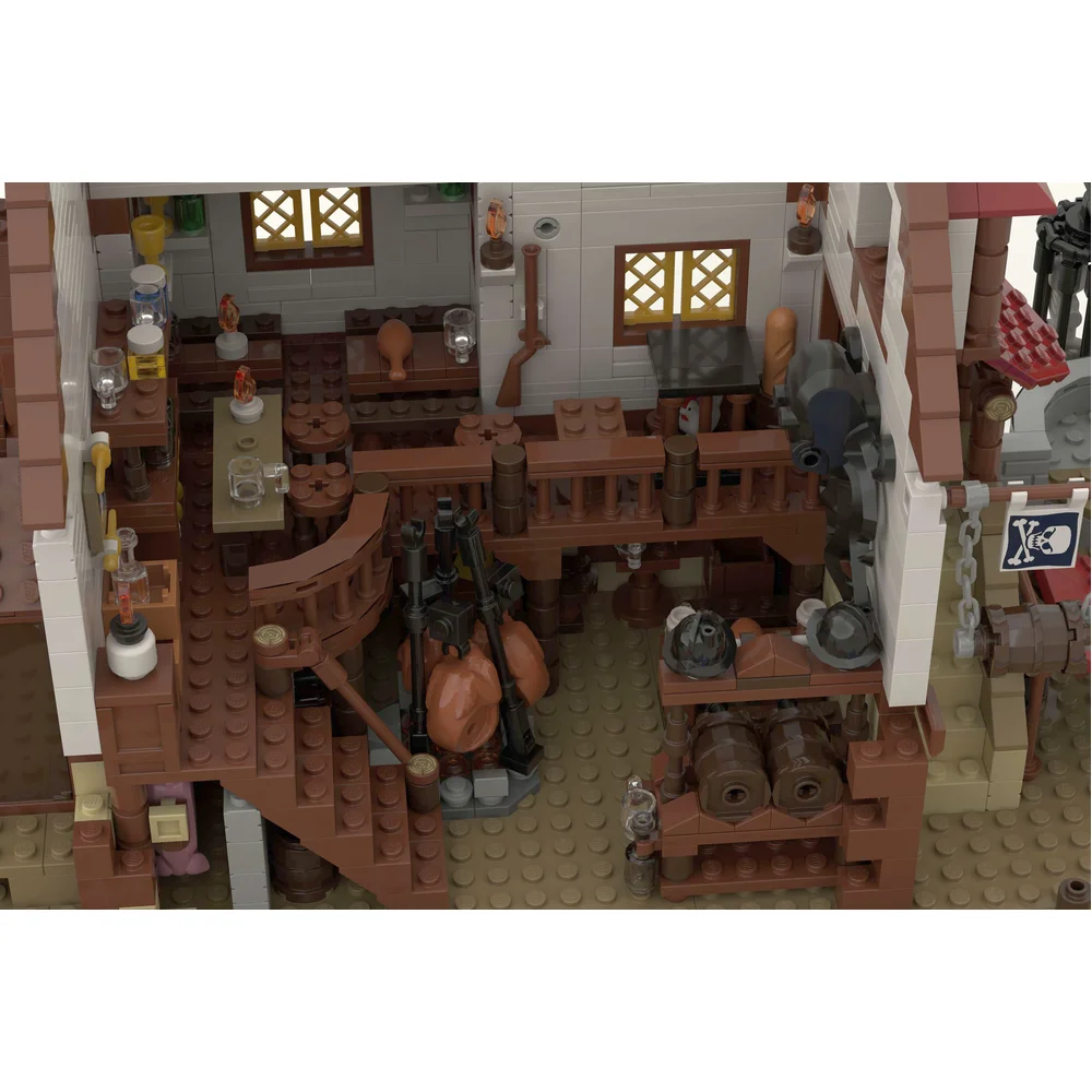 2869PCS MOC The Pirates Pub Modularity Architecture Building Blocks Assembly Model Toy Brick Children's Birthday Exhibit Gifts