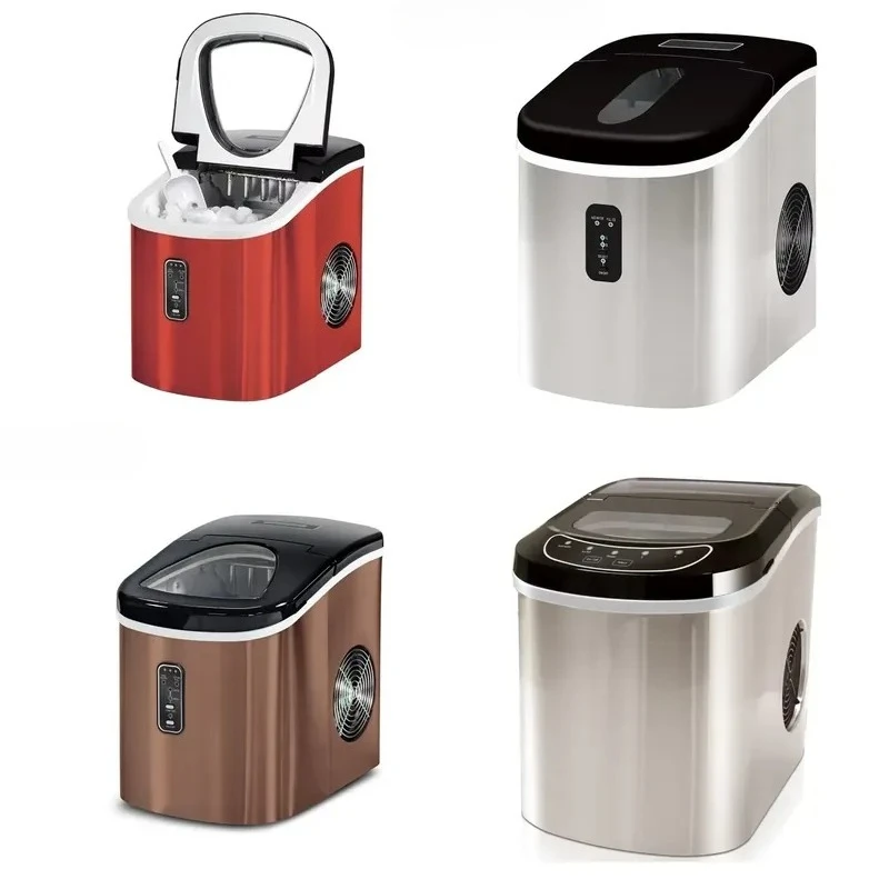 Red Cabinet Black Plastic Top Countertop Cube Ice Maker