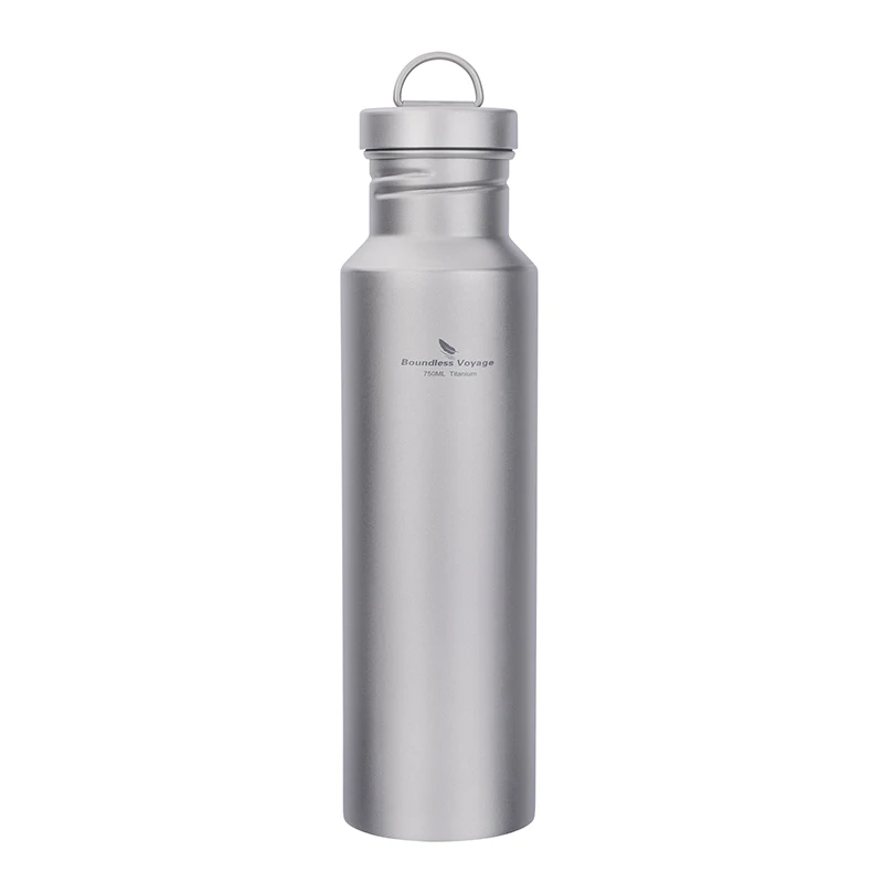 

Boundless Voyage Titanium Water Bottle Ultralight Outdoor Travel Cycling Camping Tableware Bottle With Titanium Lid 25.6oz/750ml