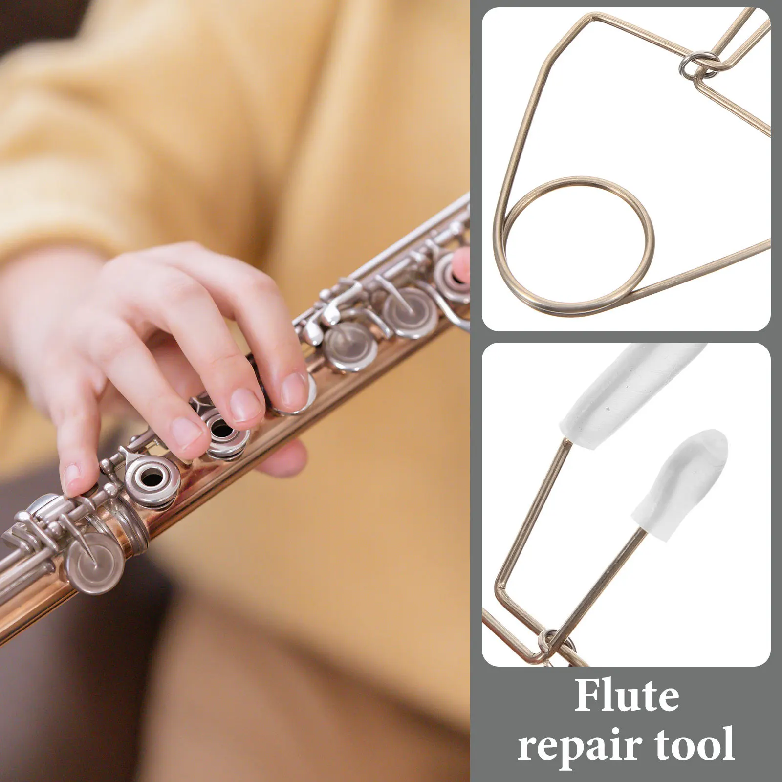 

Flute Repair Tool Stainless Steel Durable Clip Soft Rubber Cover Instrument Repair Professional Wind Instrument Maintenance