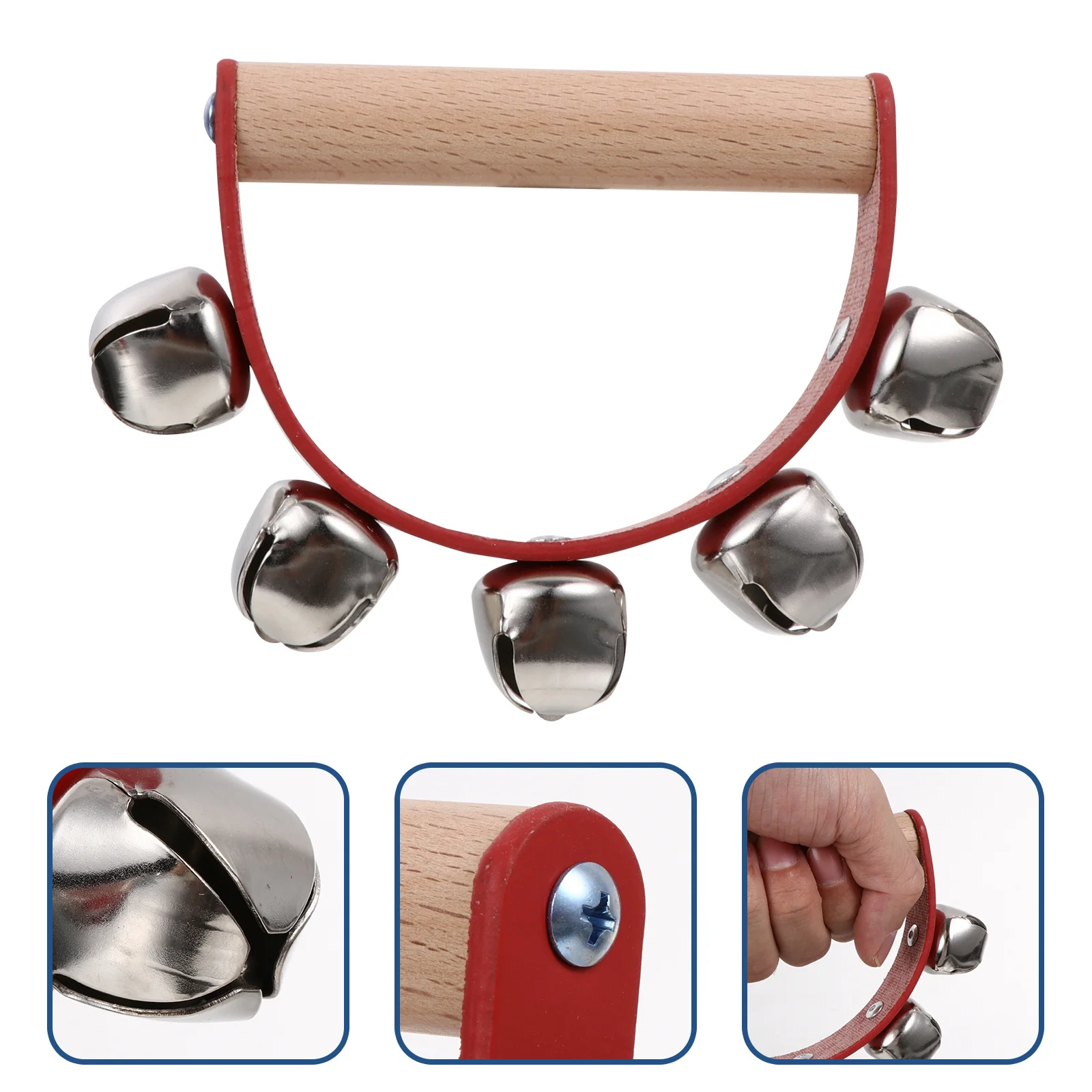 5 قطعة أجراس مزلقة يدوية مقبض خشبي موسيقي جرس عيد الميلاد أداة للحزب مهرجان مرحلة الأسرة جمع ديكور اليد #5