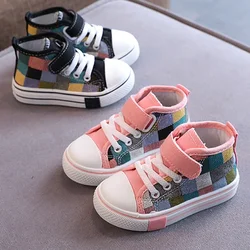 Kids Canvas Shoes Spring New Plaid Toddler Girls Flats Walking Shoes 1-7 Years Infant Kindergarten Sports Shoes Baby Sneakers