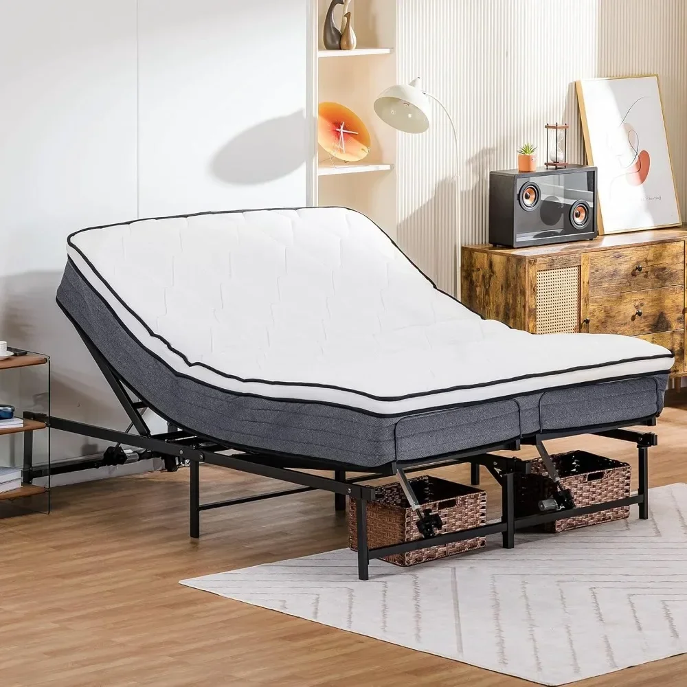 Queen Adjustable Bed Frame ,Beds Base with Remote Control,  Adjustable Beds Frames with Mattress Holder, Electric Bed Frame