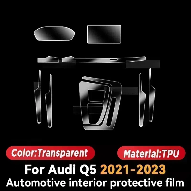 For Audi Q5 2018-2023 2022 Sprotback Car Multimedia Screen Center Gear Panel Transparent TPU Automotive Interior Protective Film