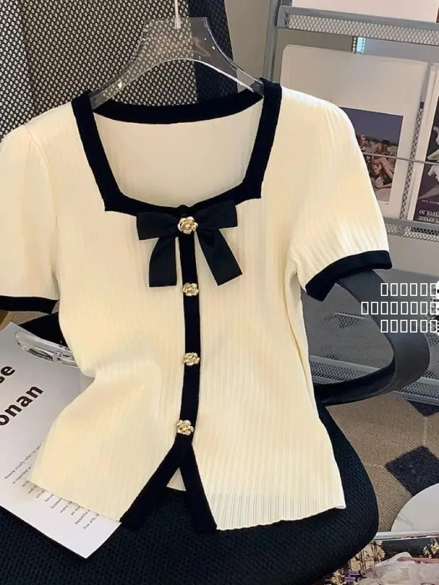 conjunto-feminino-de-duas-pecas-em-seda-gelada-tricotada-gola-quadrada-manga-curta-comprimento-curto-elegante-nova-colec