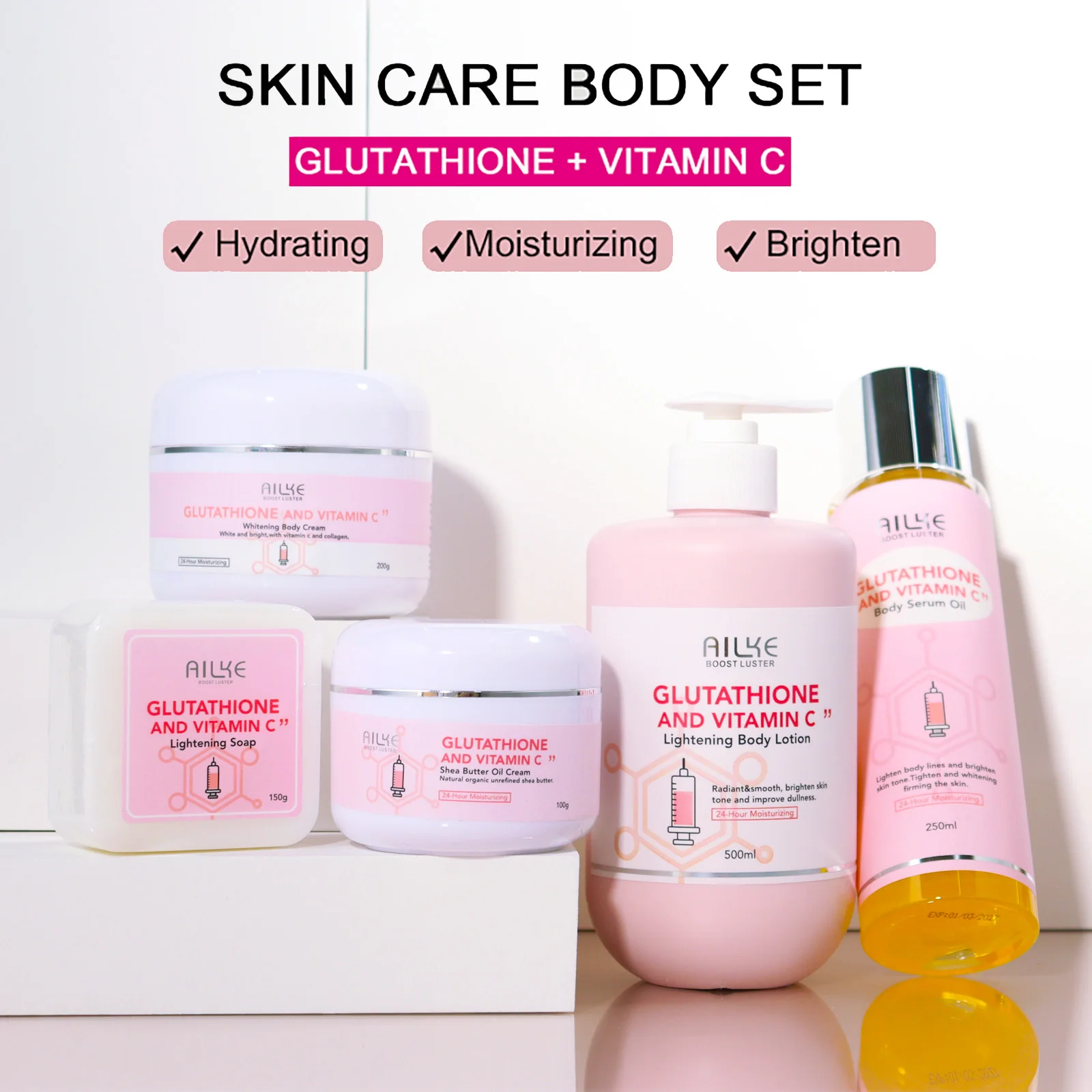 

AILKE Whitening Skin Care Range, With Vitamin C, Glutathione, Reduce Dark Spots, Smooth Soft Skin, Improve Dull Skin