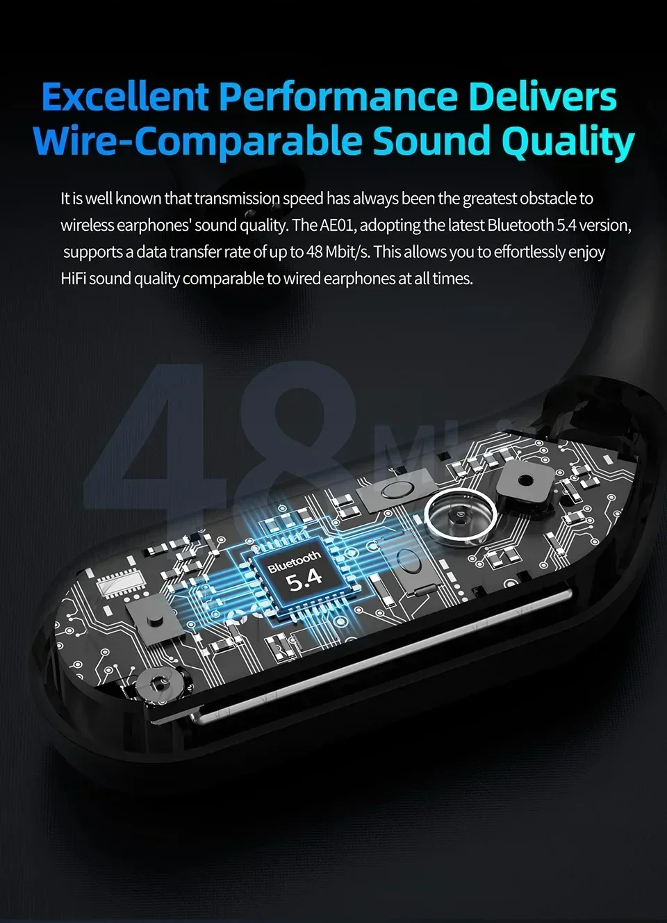 AE01 Wireless Upgrade Cable Bluetooth-compatible 5.4 HIFI Wireless Ear Hook C PIN Connector With Charging Case