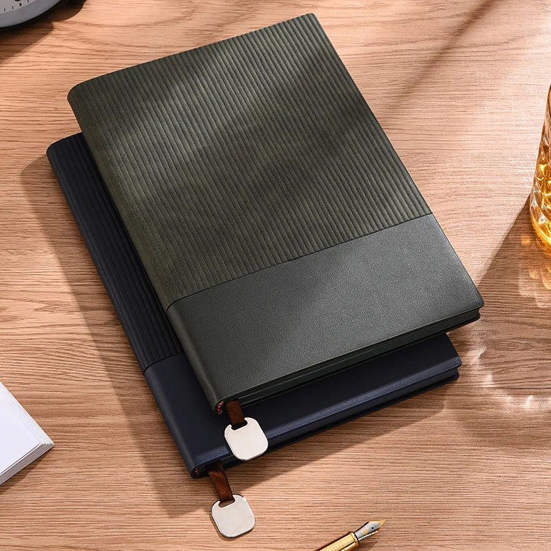 A5 Creative Splicing Two-Color Notepad High-End Pu Soft Leather Business Notebook Set Simple Notepad Printed