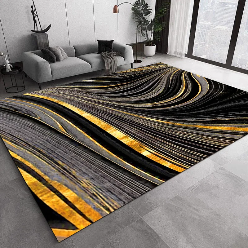 VIKAMA Modern Abstract Swirl Stripe Large Area Rug Non Slip Stain Resistant Floor Mat Living Room Bedroom Sofa Home Decor