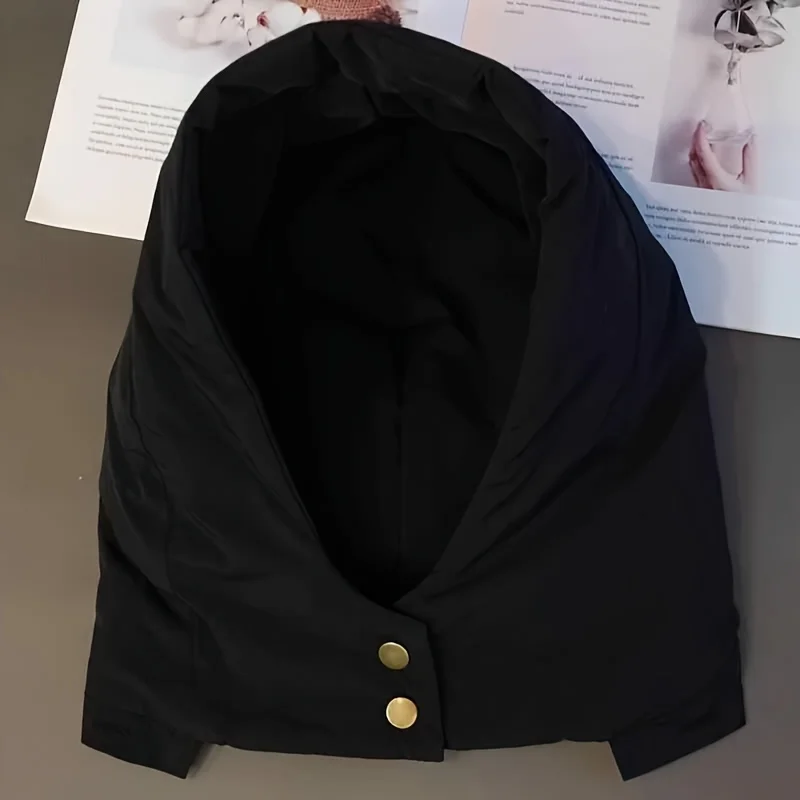 Down Jacket Hat Accessories, Cotton Coat Fake Collar with Hat, Separate Detachable Fake Two-Piece Collar with Buttons