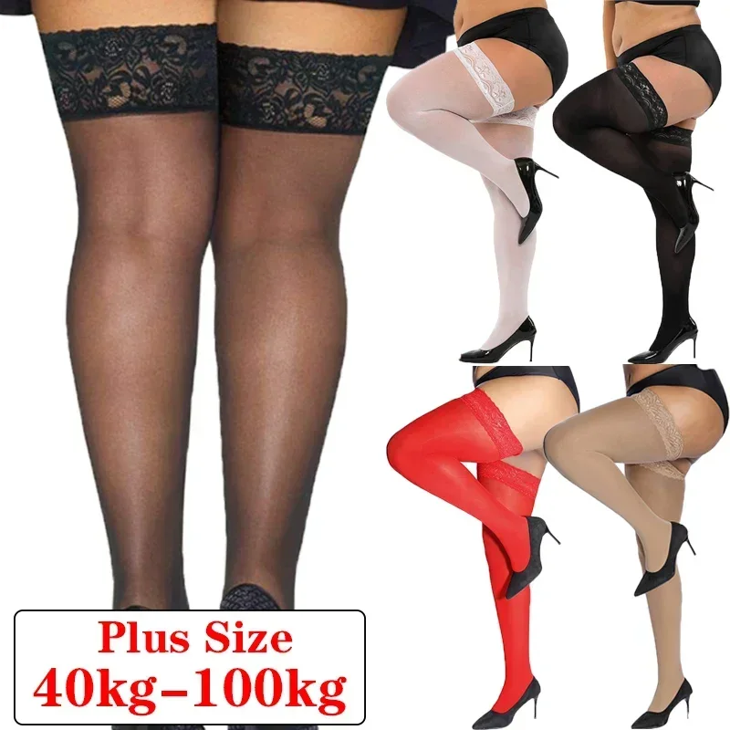 

Large Size Women Sexy Plus Size Stockings Lace Top Thigh High Black Stocking Over The Knee Long Socks Nightclubs Party Dress