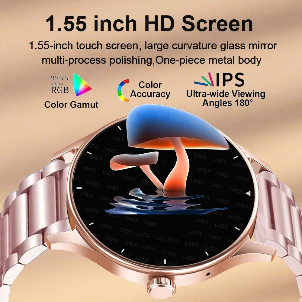 الأصلي ساعة Smartwatch النساء 1.55 بوصة HD بلوتوث دعوة الصحة تتبع شحن لاسلكي الساعات الرجال هدية الكريسماس الأعمال