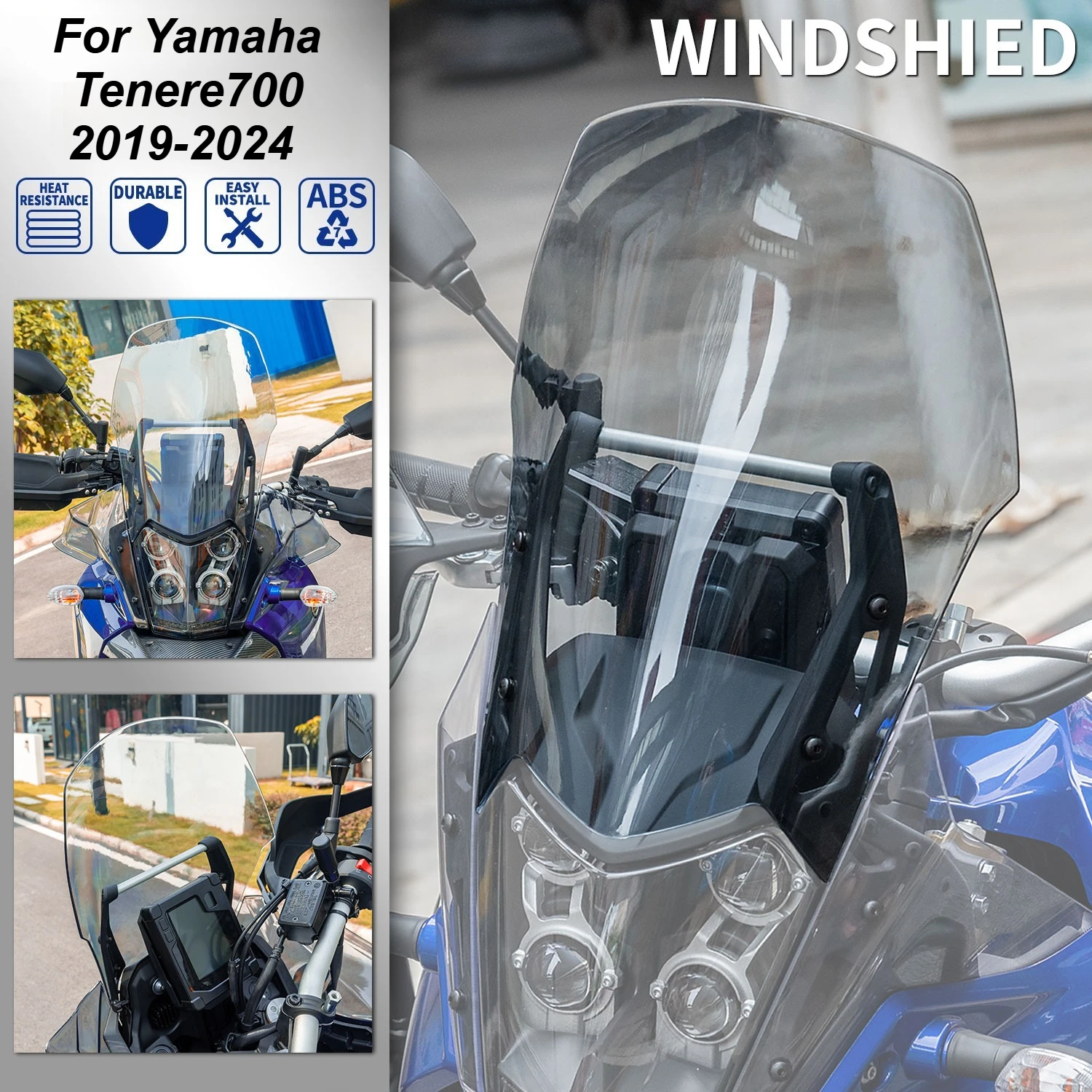 Parabrisas WOLFLINE para Yamaha Tenere700 2019-2024, Deflector de Viento para Tenere 700, Protector, Cubierta de Spoiler Delantero, Kits