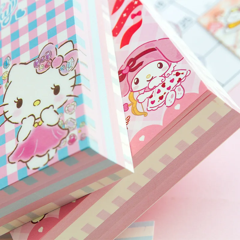 200PCS Sanrio Sticky Notes Hello Kitty Kuromi Cinnamoroll Kawaii Cartoon Anime Sticky Notes Thickened Student Message