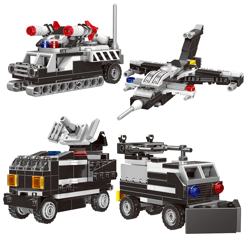 8w1 garnitur 886 sztuk SWAT Pioneer Series klocki budowlane zabawki profesjonalna zabawa Model samochodu samodzielnie montuj zestaw klocków na prezenty dla dzieci