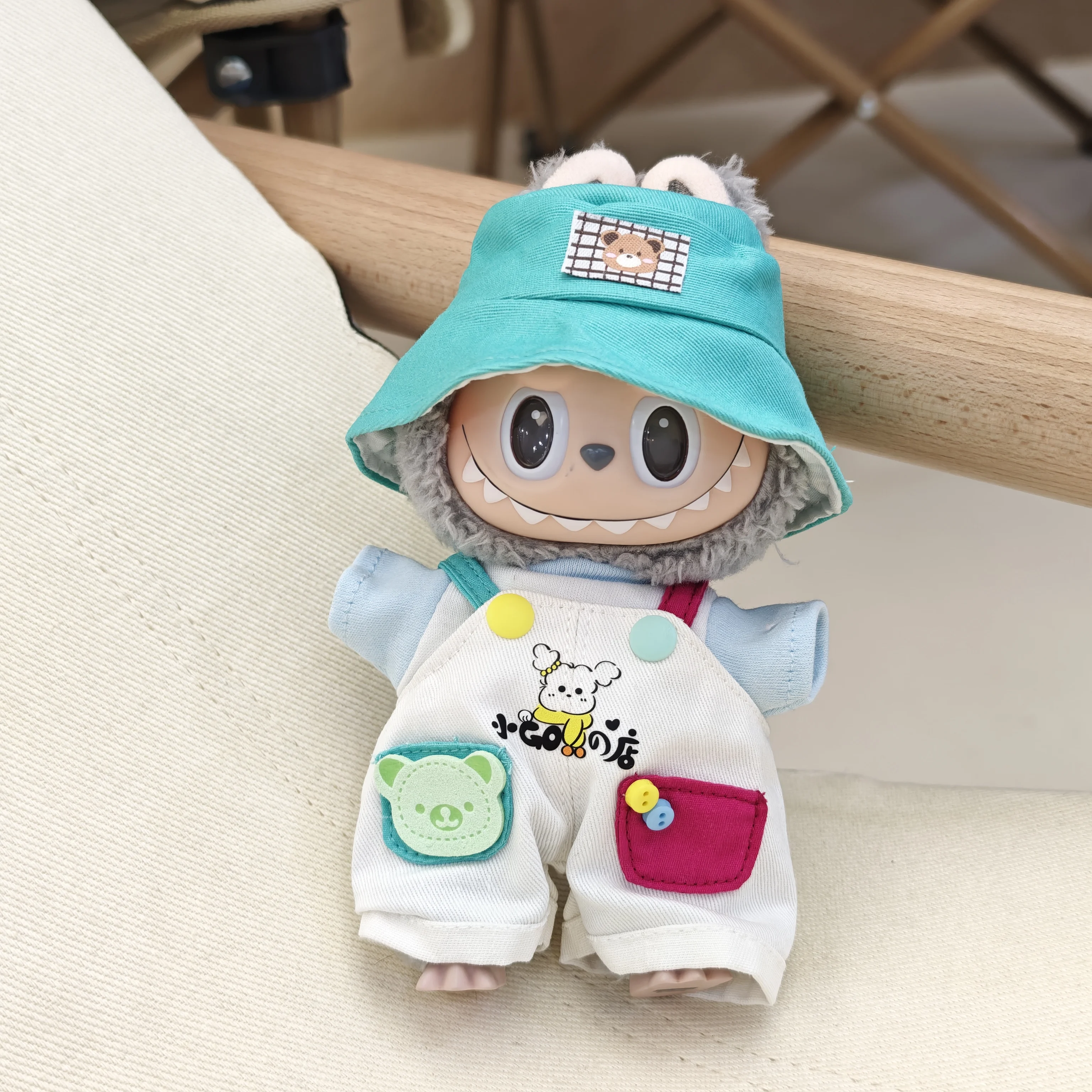 

Cute Clothes Set For 15-17cm Labubu Clothing Accessories Tops Overall Hat Outfit For Replacement Only Clothing No Doll