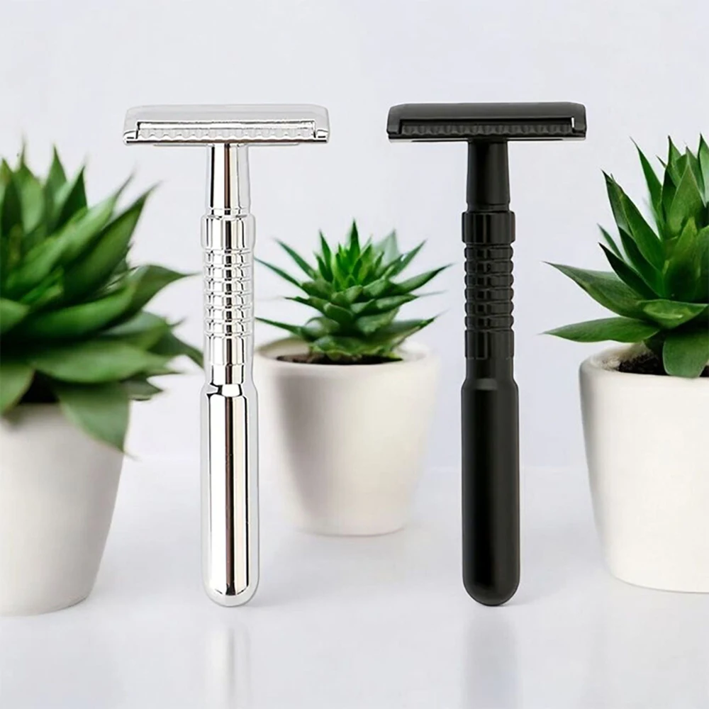 Men's ECO-Friendly Safety Razor Sustainable Shaving Tool for Responsible Grooming with Storage Box & 5 Platinum Advanced Blades