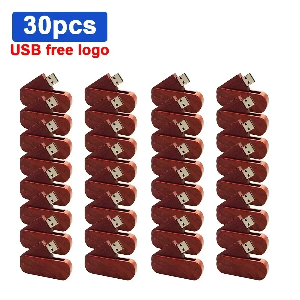 결혼식 회사 선물용 무료 커스텀 로고, 나무 펜 드라이브, USB 2.0 메모리 스틱 플래시 드라이브, 4GB, 8GB, 16GB, 32GB, 64GB, 로트당 30 개