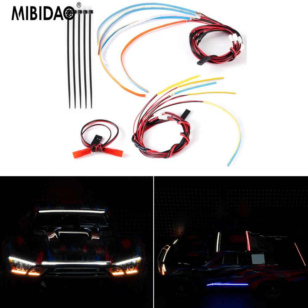 

MIBIDAO Roof LED Strip Light Taillight Headlights For 1/10 RC CAR slash 2wd 4X4 Upgrade Parts
