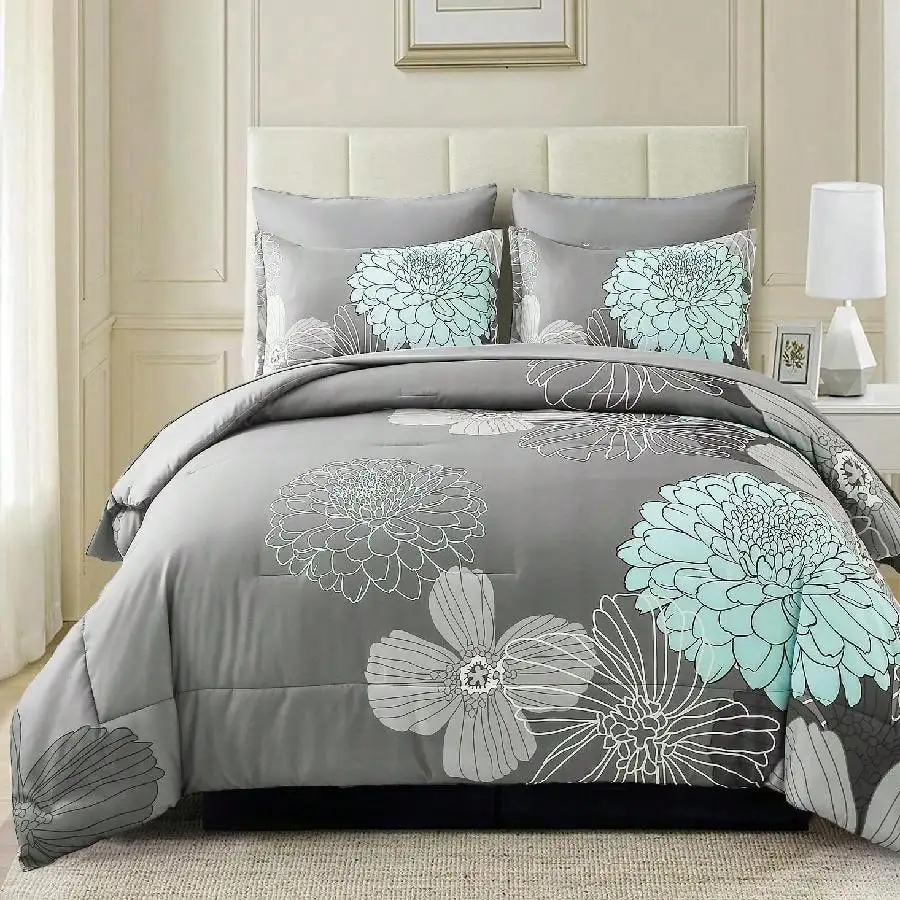 

7 Pieces Bed In A Bag Comforter Sets,Boho Orange Comforter Geometric Bedding Set Bohemia Soft Microfiber Queen King Size(1 C