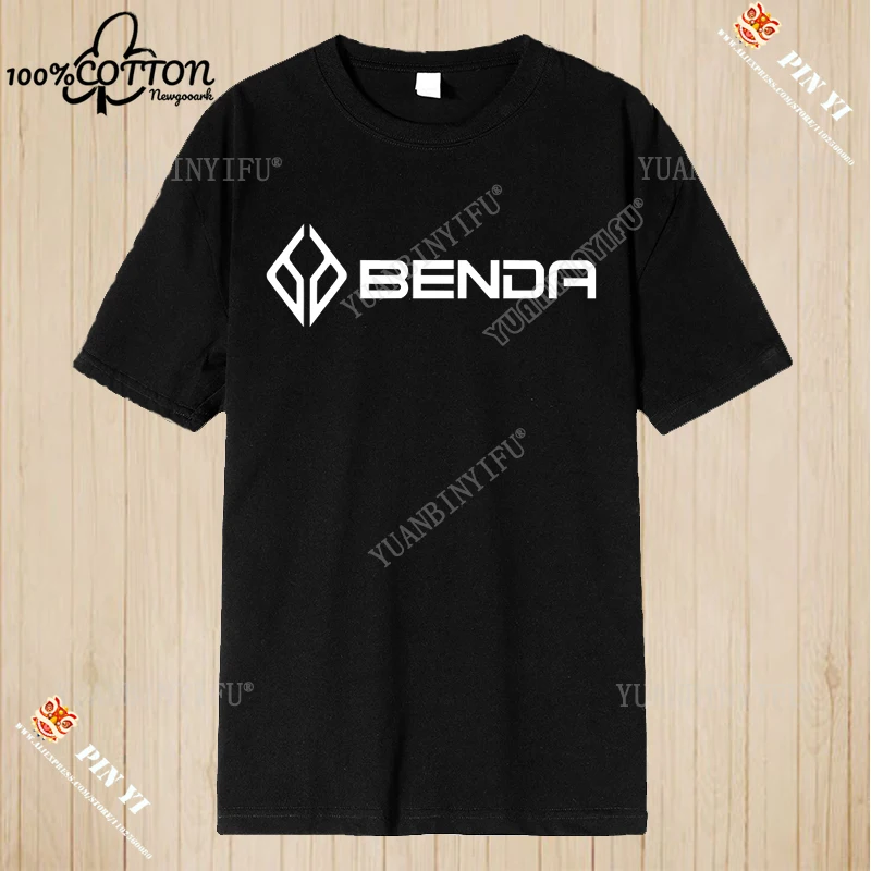 

Harajuku Benda Motorcycle Logo printed T-shirt 100%Cotton top Unisex shirt short sleeve O-neck Loose Street Fashion