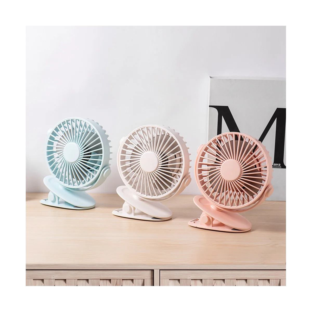 Multifunction Clipped Fan 360° Rotation 3-Speed Wind USB Desktop Fan Portable Silent Air Conditioner Bedroom Office-C