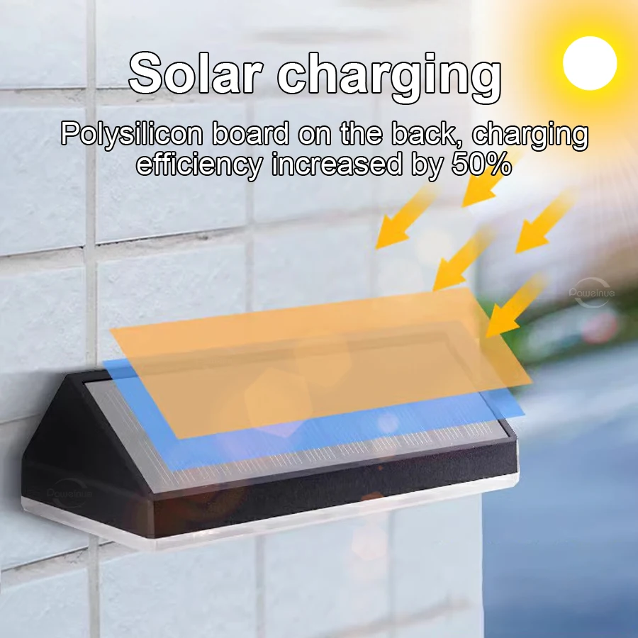 2 PCS 태양 벽 벽 라이트 RGB LED 태양열 조명 방수 실외 경로 데크 램프 내장 배터리 태양열 램프 파티오