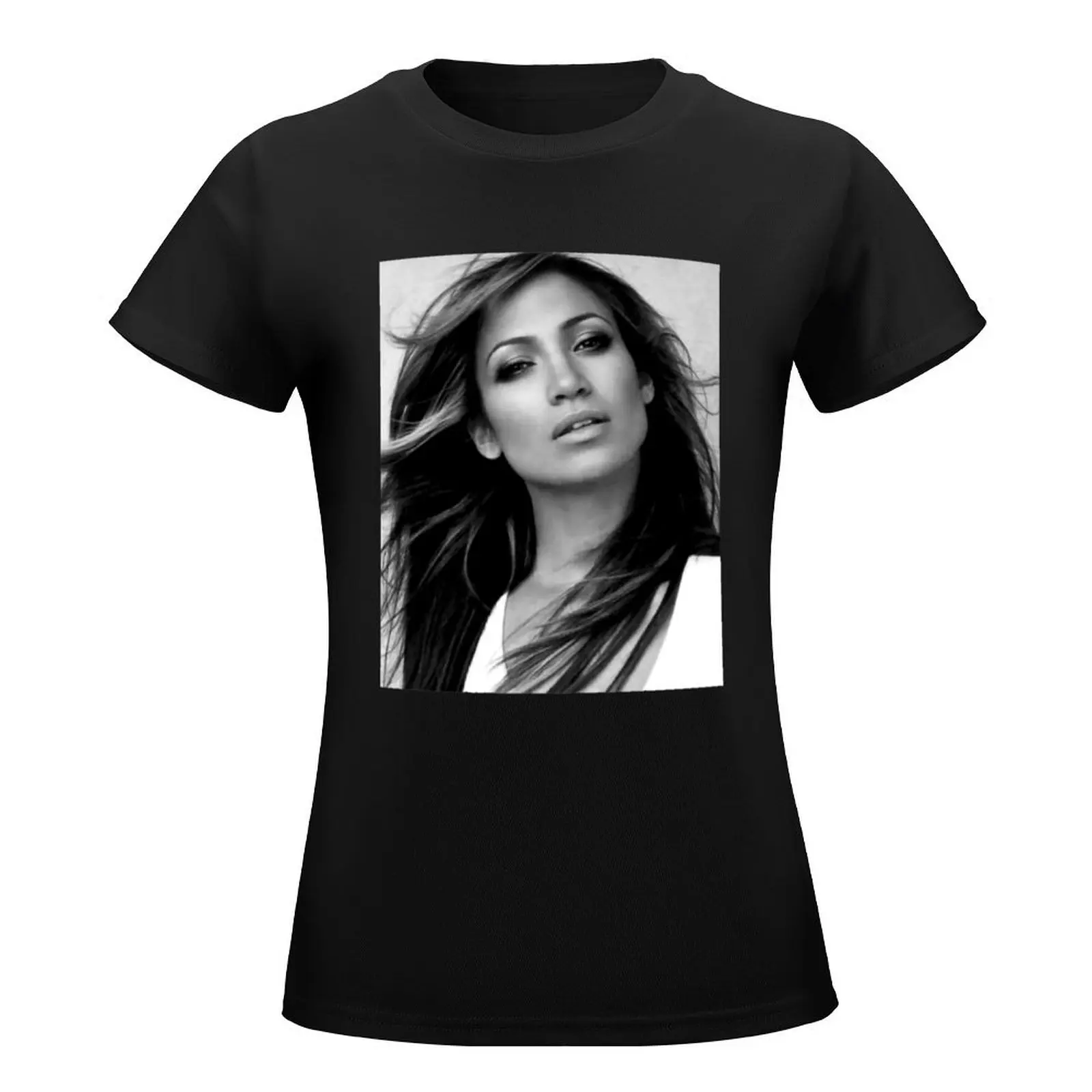 Jennifer Lopez T-Shirt vintage korean fashion Female clothing oversized western t-shirt dress for Women