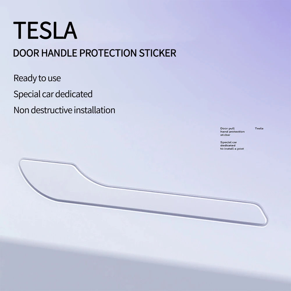 4 قطع مناسبة لطراز Tesla المحدث 3/Y طبقة حماية لمقبض الباب، طبقة حماية شفافة مقاومة للخدش من مادة البولي يوريثان الحراري ﻿