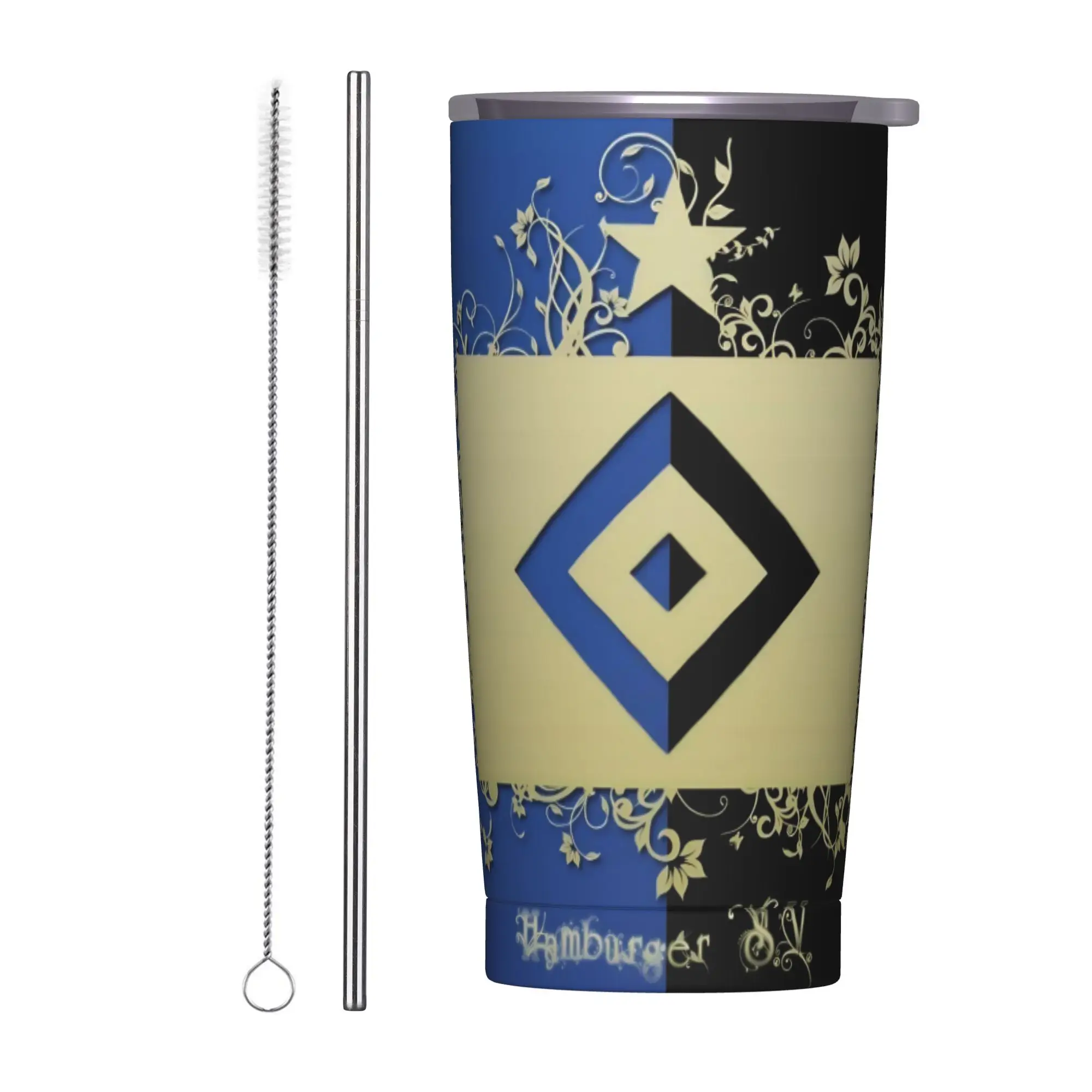 HSV German Soccer Club Tumbler Insulated Hamburgers SV Bundesligas Coffee Cups Vacuum Flask Smoothie Tea Mug Water Bottle, 20oz