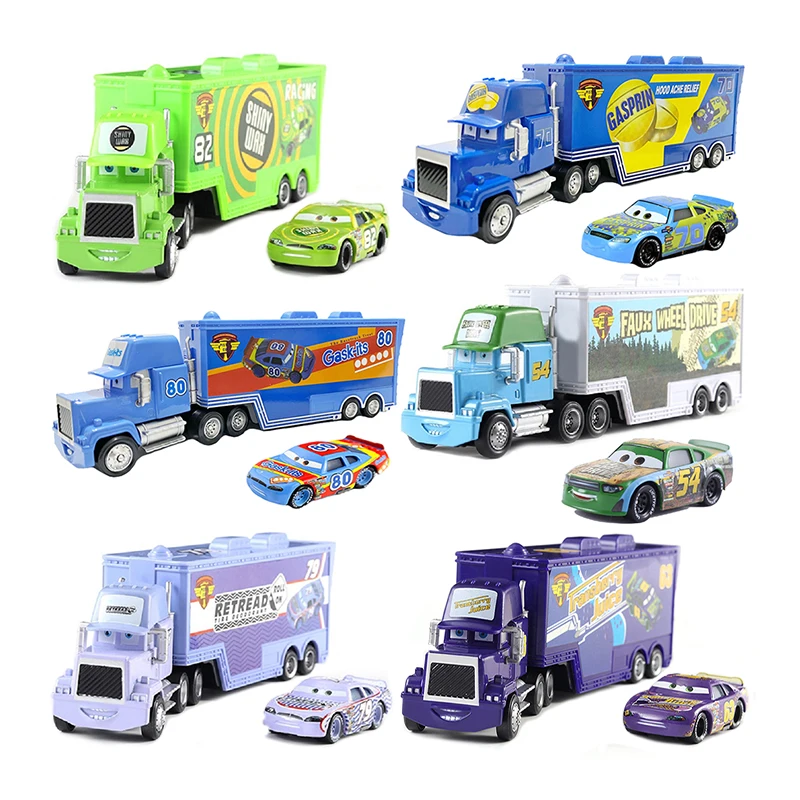 Cars Container Trucks With Car Mack Truck Ramirez Racing Toy 1/55 Ratio Die Casting Lightning McQueen Model Children's Gifts