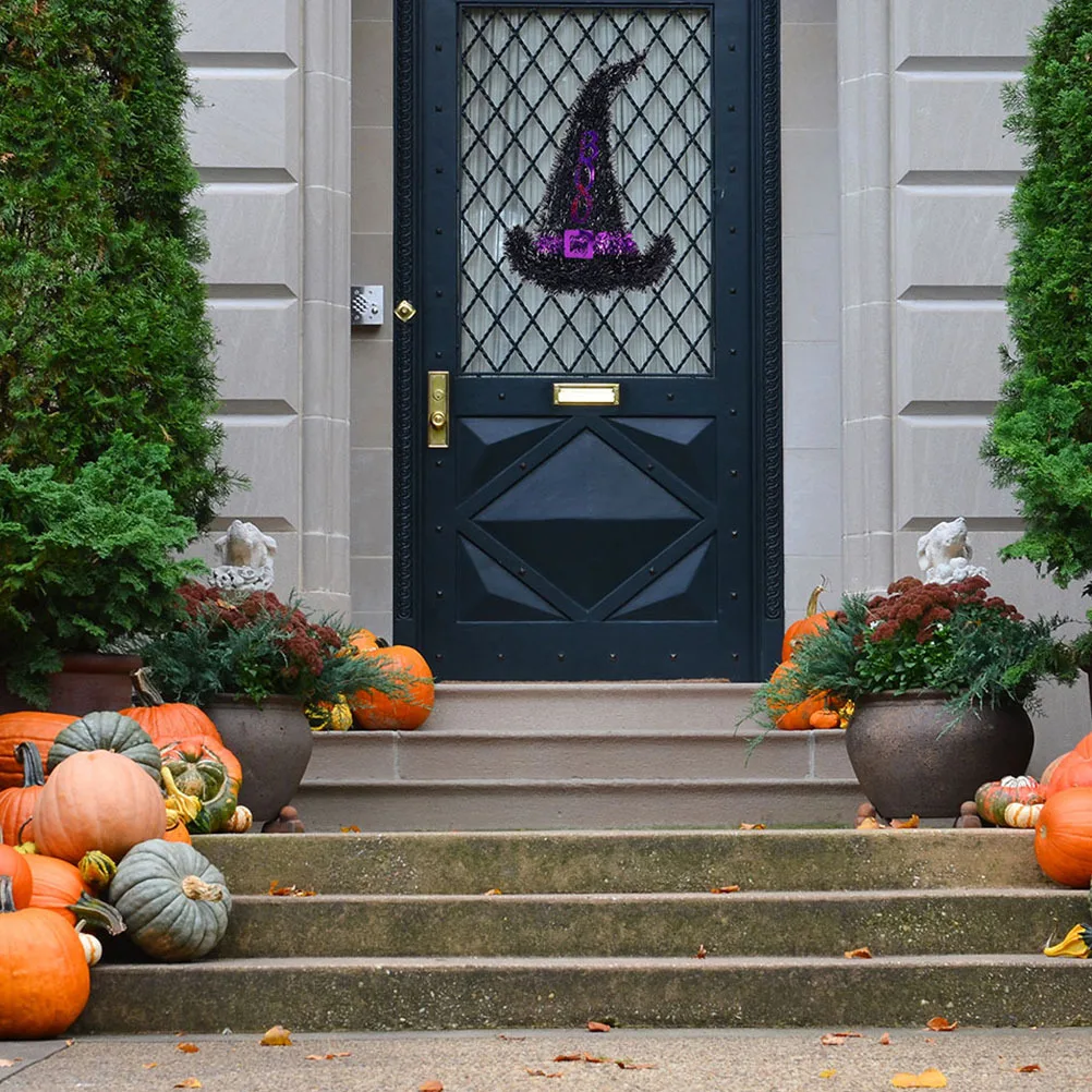 

Halloween Diy Witch Hat Hoop Iron Frame Floral Wreath Making Tool Hanging Wreath Holder Party Decoration Metal Flower