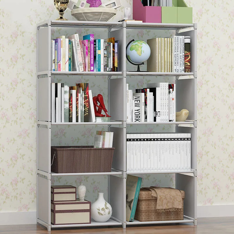 

Double Rows Multi-purpose Book Shelf Student Simple Bookcase DIY Combination Reinforcement Storage Cabinet Plants Toys Organizer
